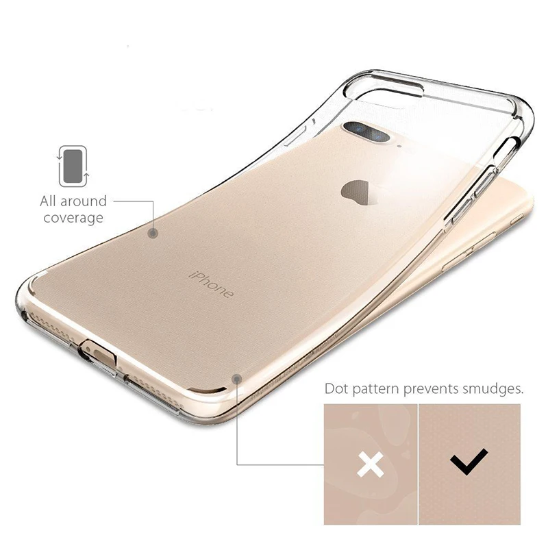 Мягкий Силиконовый ТПУ чехол для телефона iphone 5 6 plus 7 8 X XS XR Max Простой Прозрачный