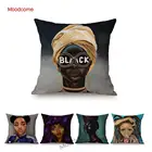 Черное искусство, комикс, Веселый стиль, искусственный рисунок, стиль мультфильма, домашняя декоративная подушка, чехол, черная девушка, хлопковая льняная наволочка