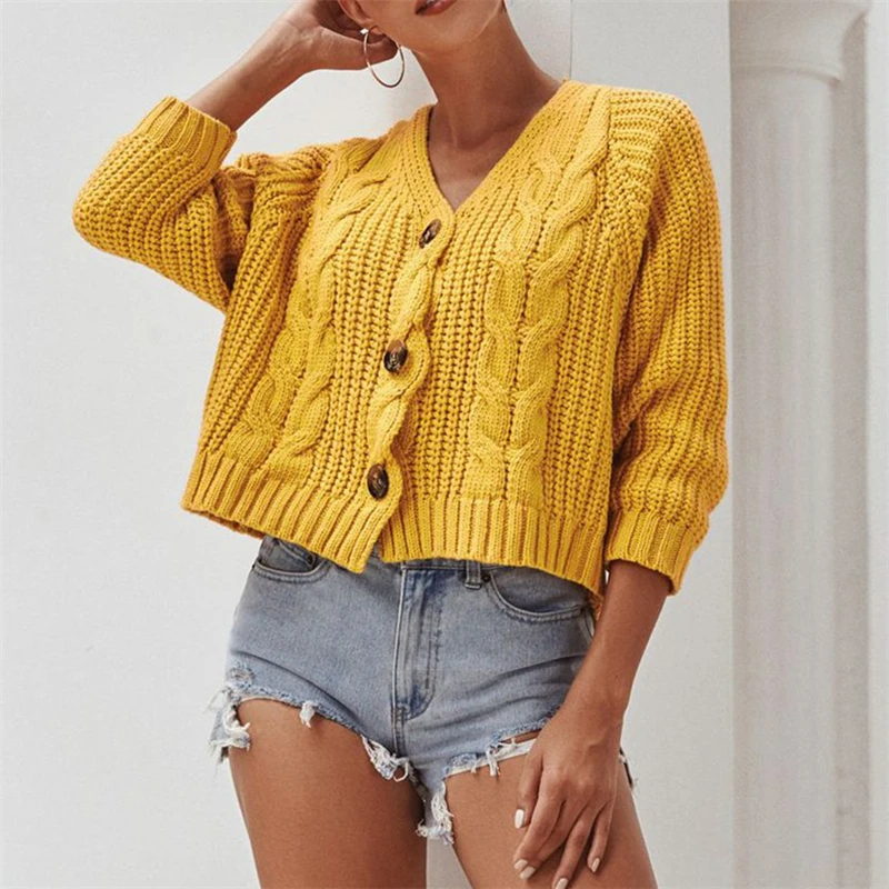 Женский Укороченный кардиган красный вязаный свитер в уличном стиле свободный