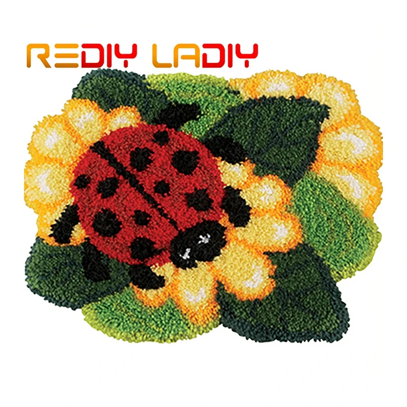 Крюк с защелкой ковер Наборы вяжущие крючком в виде божьей коровки цветком