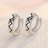 kofsac creative paint black wave simple hoop earring girl jewelry 925 sterling silver earrings for women anniversary accessories