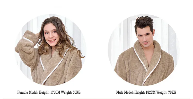 Winter Thick Warm Couples Kimono Robe Women Men Bath Gown Robe Dress Fluffy Plush Flannel Lovers Yukata Nightwear Sleepwear