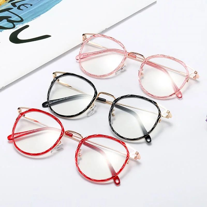 

2020 Black Round Glasses Frames for Women Men Trending Cat Eye Eyeglasses TR90 Optical Fashion Computer Blue Light Glasses UV400