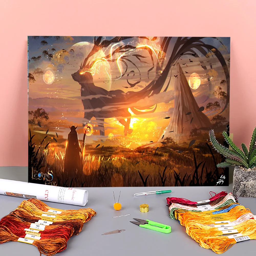 

Набор для вышивки крестиком, ткань с принтом, 11CT