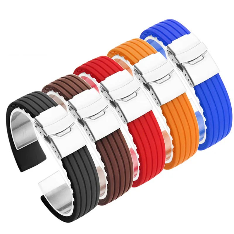

New Stylish Universal Watch Strap 16mm 18mm 20mm 22mm 24mm Silicone Rubber Bracelet Wrist Strap For GearS3 Huawei Watchband 2020