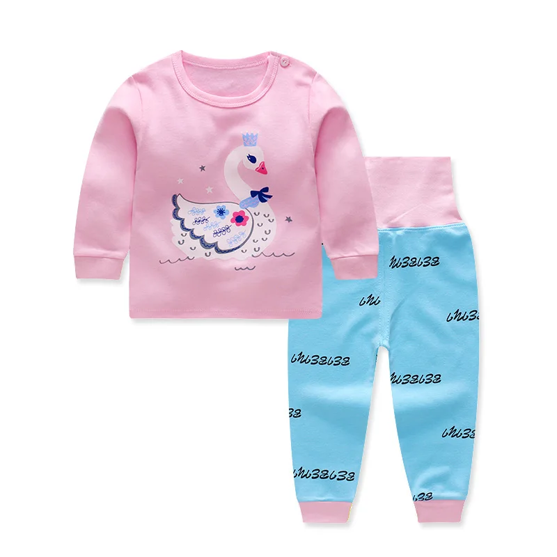 Пижамный комплект для маленьких девочек с мультяшным принтом хлопковая одежда