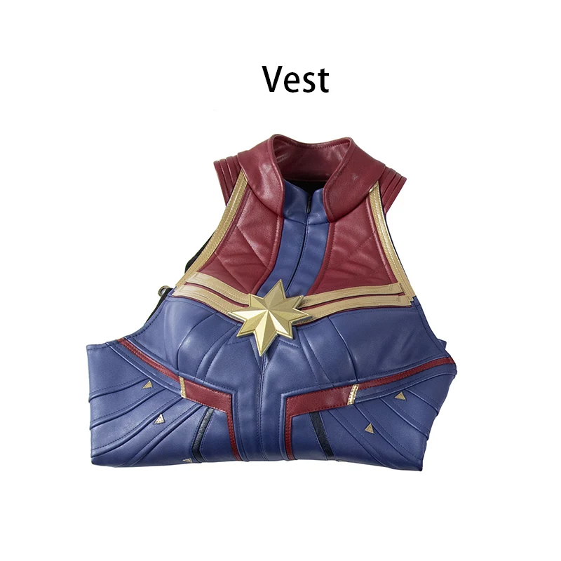 Капитан Костюм Марвел MS Marvel Carol Danvers Косплей кожаный комбинезон для взрослых женщин Хэллоуин вечерние hollowen наряд на заказ - Цвет: vest