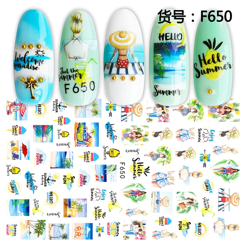 Наклейки для ногтей Hello Summer наклейки клубника арбуз лимон маникюрные слайдеры