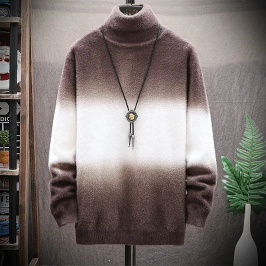 Крашеный трикотаж с длинным рукавом Водолазка трикотажные свитера мужские Осень