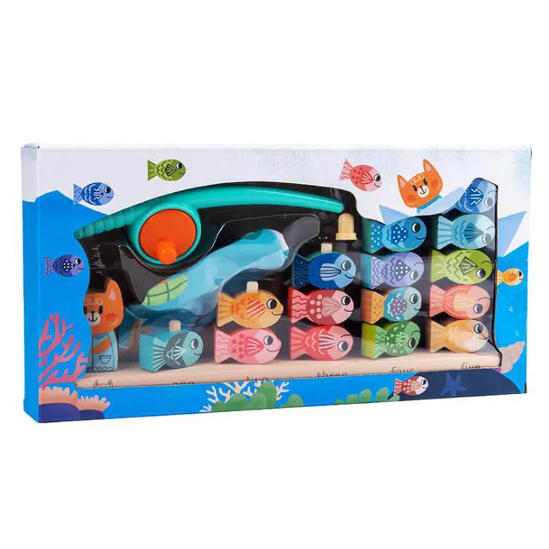 

New Kitten Fishing Early Education Recognition Knowledge Digital Superimpose Children's Educational Wooden Toys