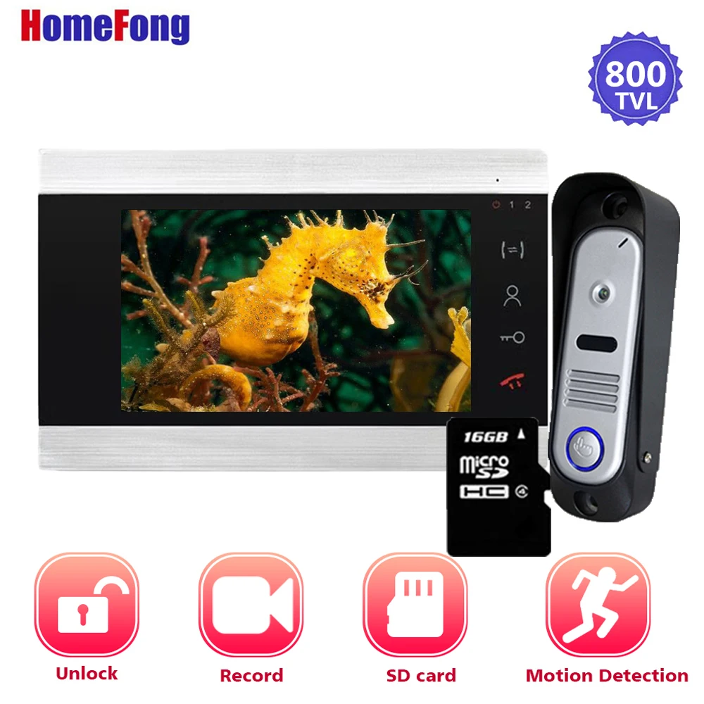 7 дюймов видео телефон двери дверной звонок Домофон Системы с записью 1 монитором