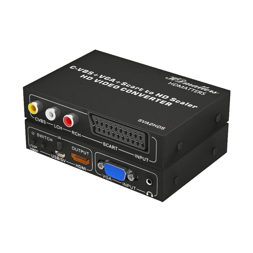 Scart RGB to HDMI Video Converter Composite AV VGA RGB Scart to HDMI Converter Scaler Switch adapter 720P/1080P for P2 Wii DVD