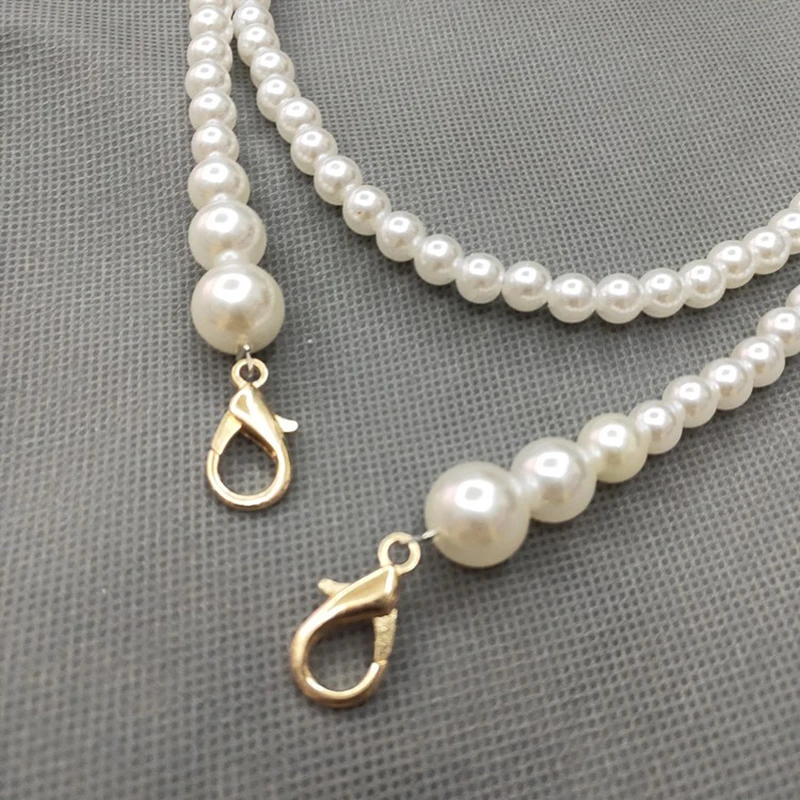 100/110/120cm Pearl Strap for Bags Handbag Handles DIY purse Replacement Long Beaded Chain for shoulder Bag straps Pearl Belt