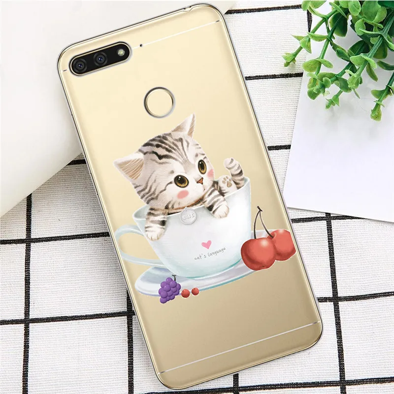 Кошка собака с принтом в виде персонажей из мультфильма для huawei Honor 10 9 8 8X 8C 7A 7C 7X7 6X 6A 20 Pro V20 20i Lite чехол для телефона чехол Funda Coque Etui capinha