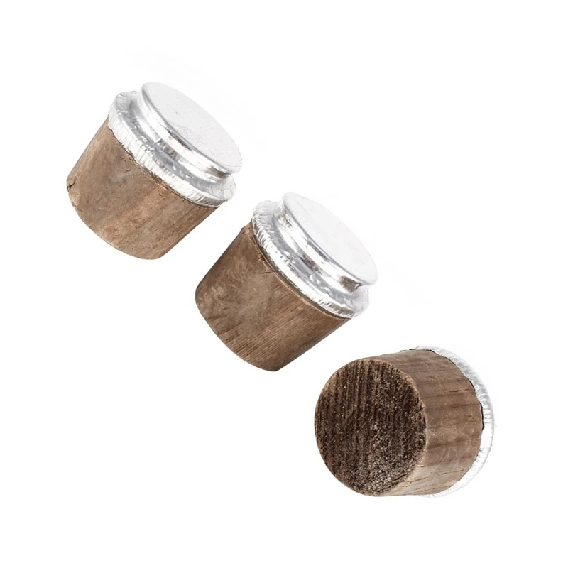

37mm Bottom diameter wood bottle thermos bottle cork silver tone 3 pieces