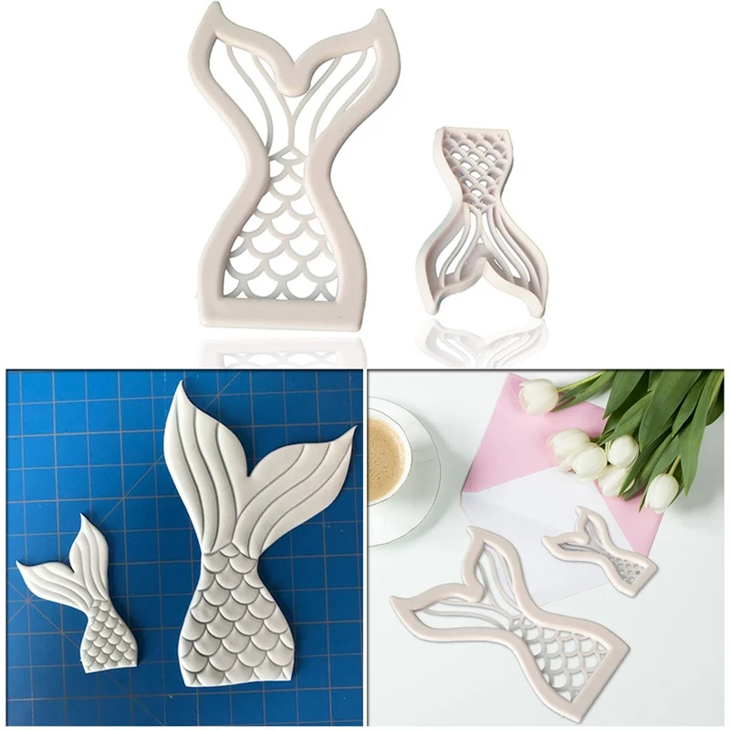 2 шт./компл. Пластик в форме рыбьего хвоста русалки для печенья Резак пресс-форма