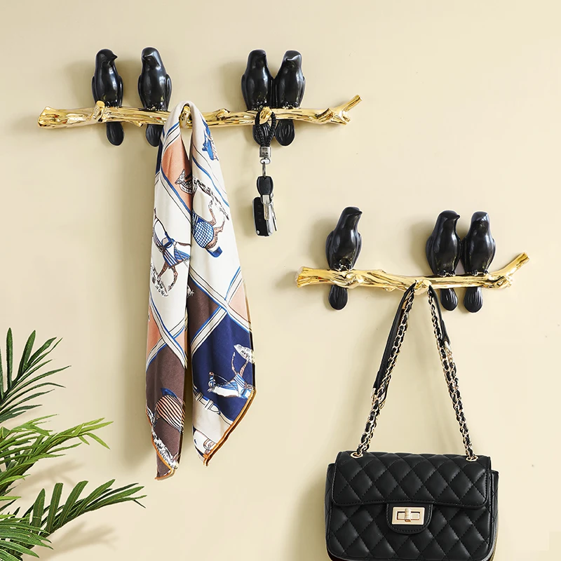 

Resin Bird Wall Key Holder Home Decor Bag Clothes Coat Towel Hooks For Wall Ornament Hat Handbag Hanger Rack Wall Decoration