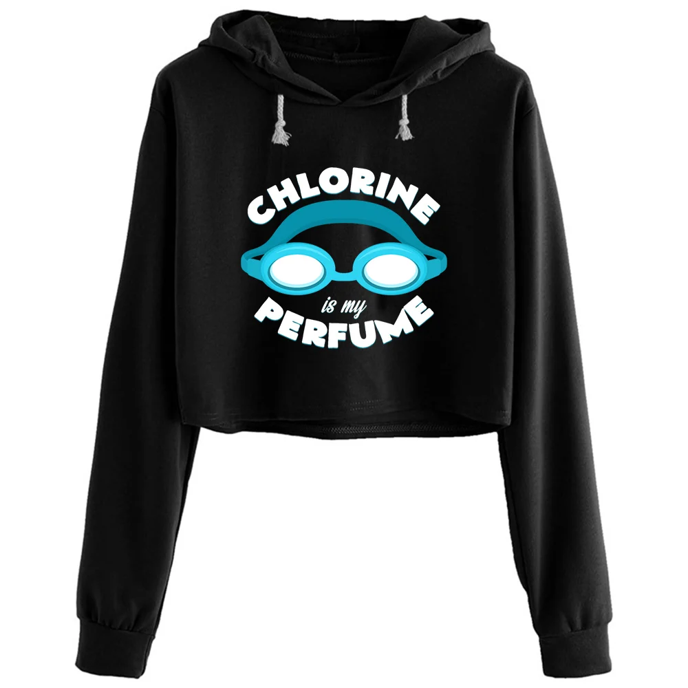 

Chlorine Crop Hoodies Women Kawaii Goth Grunge Harajuku Pullover For Girls