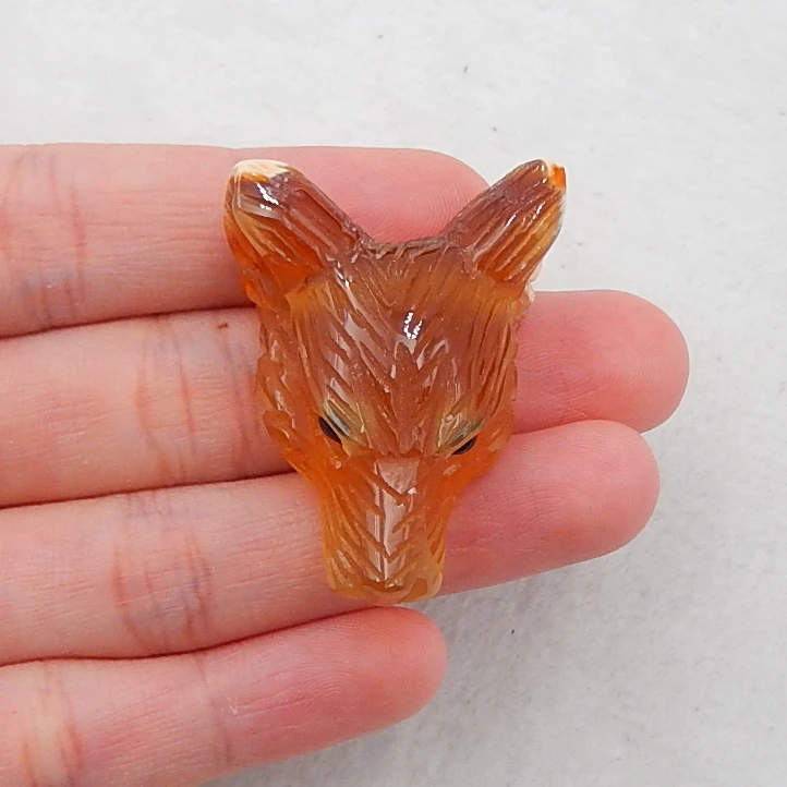 

Carved Semi-precious stones, Jewelry accessories Yellow Quartz Wolf Head Pendant Bead,38x28x14mm14.5g