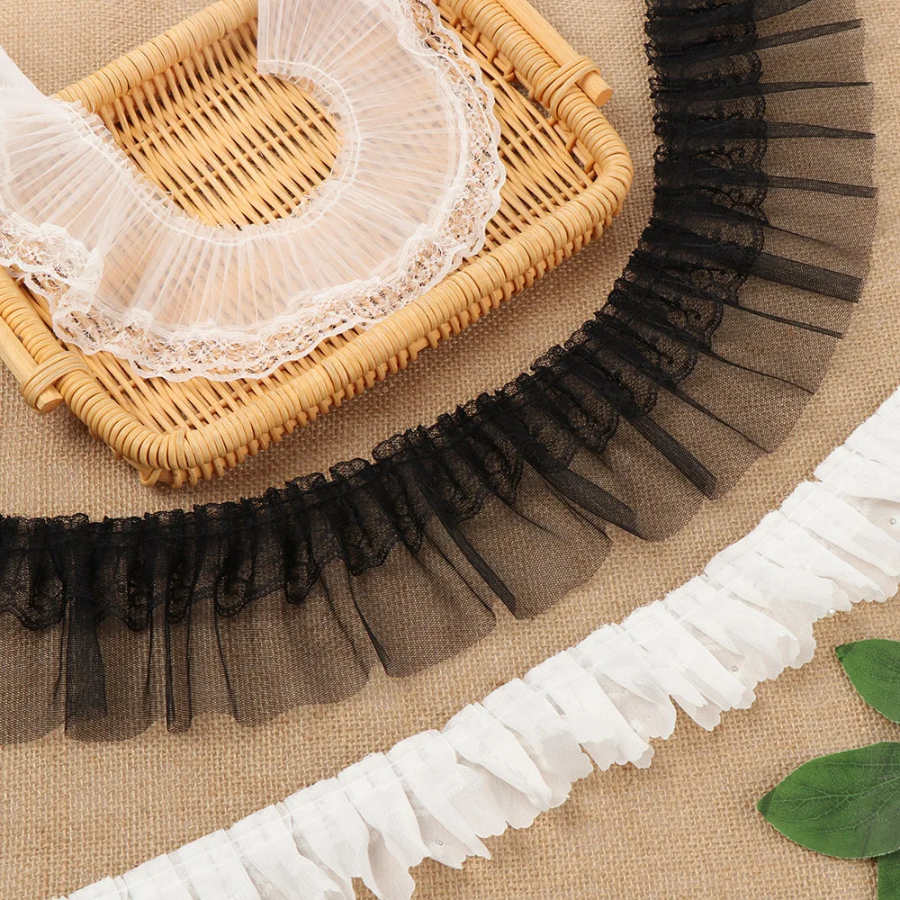 Двухслойная плиссированная сетчатая кружевная ткань 3D длиной 1 м оборки отделка