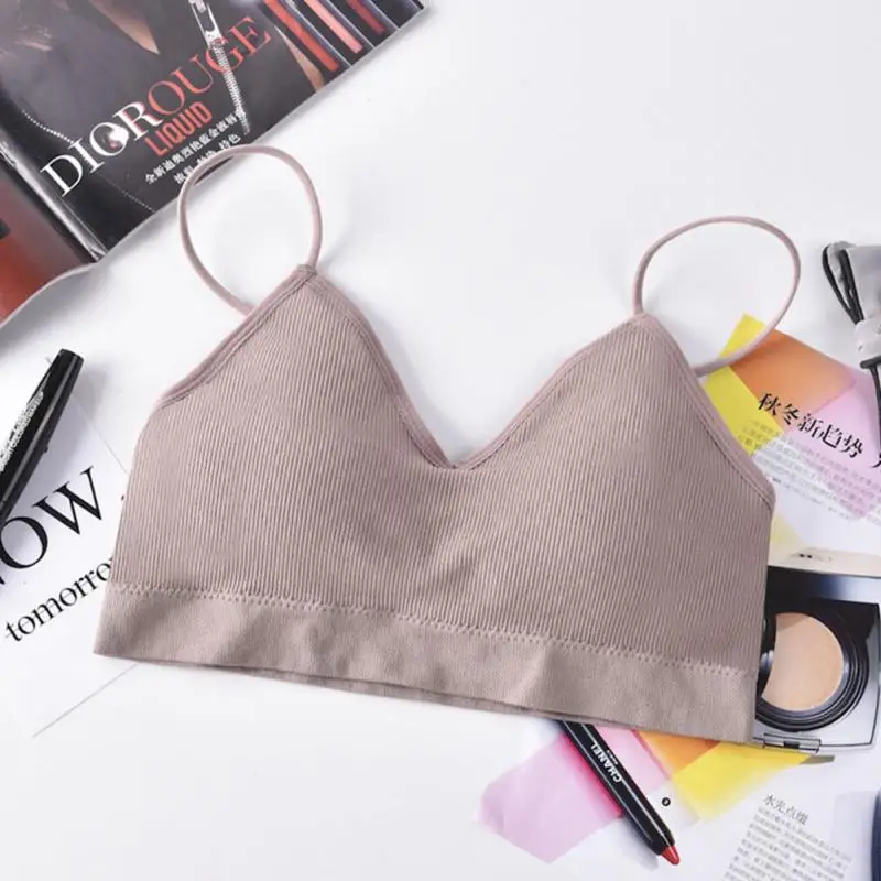 Bean Paste Colour Женское регулируемое однотонное нижнее белье без косточек, Мягкий Бесшовный Бюстгальтер с защитой от воздействия, дышащий бюстгальтер с подкладкой, треугольная чашка - Цвет: Bean Paste Colour