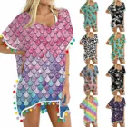 Пляжная накидка, бикини для женщин, летнее пляжное платье, шифоновая блузка, шаль, дымчатые топы, купальник пляжное купальное бикини