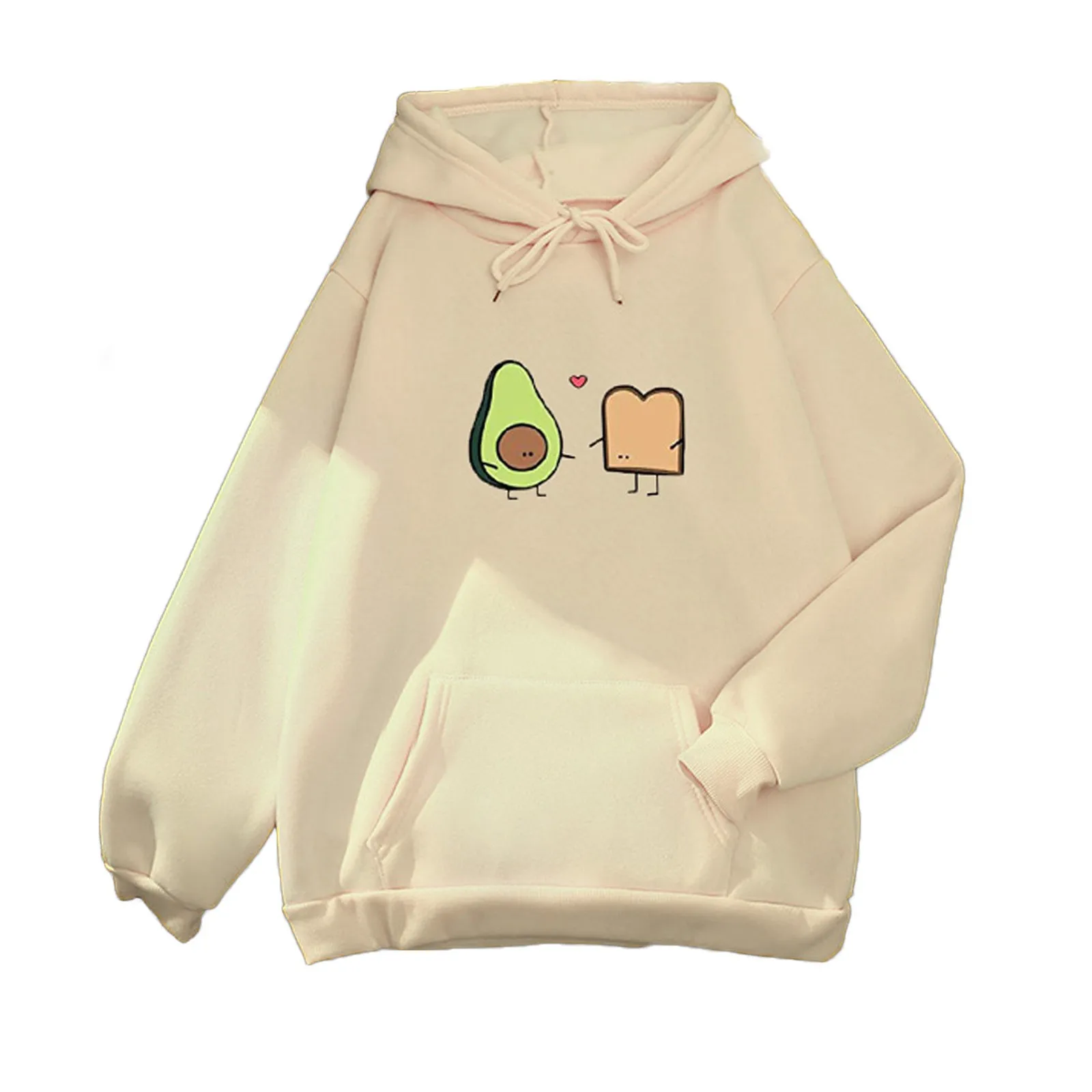 Sweatshirt For Women Print Autumn Korean Style Fashion Hoodies Kawaii Oversized Long Sleeve Loose Hooded With Pocket Tops