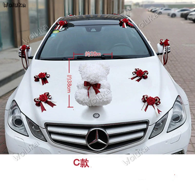 PE rose bear master свадебное оформление автомобиля набор узел свадебный автомобиль команда украшения медведь оформление брака CD50 Q03 - Название цвета: C