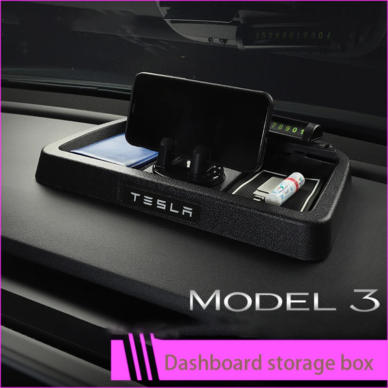 

For Tesla Model3 Car Interior Dashboard Storage Box Tray Holder Dustproof Waterproof Car Styling Accessories ABS Plastic