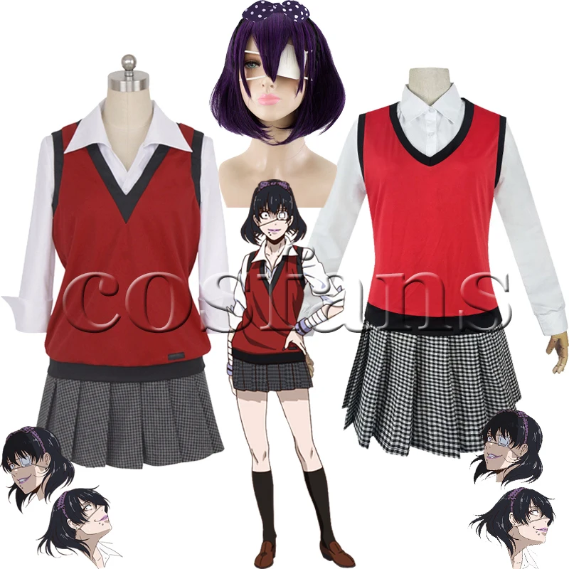 Парики для косплея аниме Kakegurui Midari Ikishima костюмы школьная форма девочек жилет