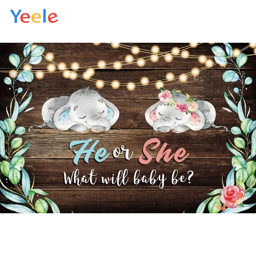 

Фон для студийной фотосъемки с изображением милого слона цветка деревянного пола детского дня рождения