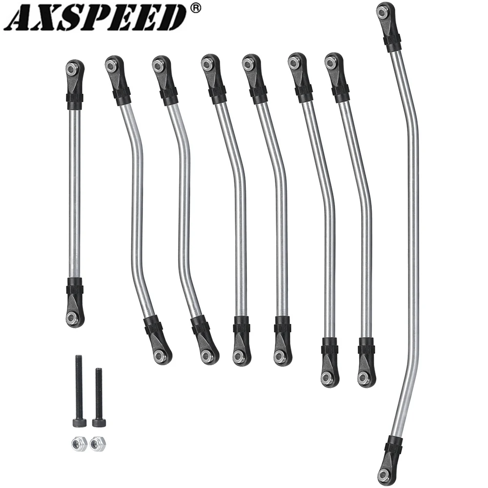 

AXSPEED 8 шт. звеньевой стержень из нержавеющей стали, несобранный комплект со стержнем для 1/10 RC Crawler Axial Wraith 90048 90053 RR10