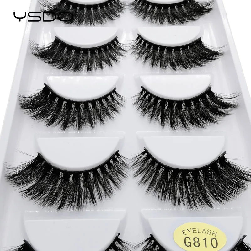 YSDO 5 пар ресницы maquillaje 3d ресницы из меха норки натуральные ресницы ручной работы накладные ресницы объем 3d норковые ресницы