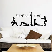 Fitness Time Wall Decal Pretty Sport Girls Gymnast Vinyl Removable Wall Stickers Yoga Studio Gym Modern Home Decoration Y645