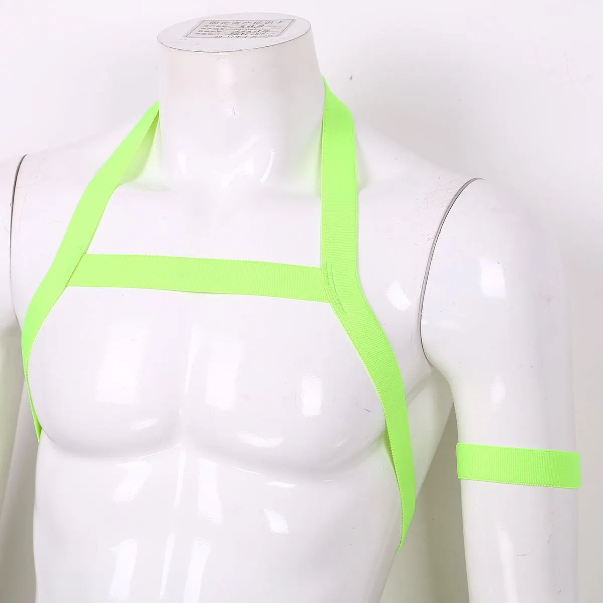 

Mens Halter Neck Elastic Body Chest Harness Belt Leg Garter Straps with Armband Shoulder harness Strap Clubwear Stage Costume