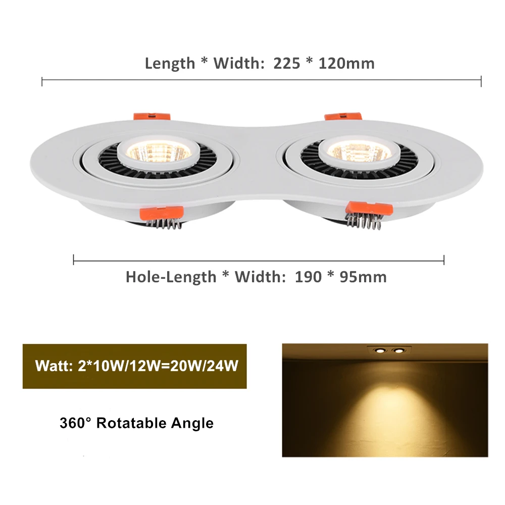 DBF-foco LED empotrable regulable, ángulo de 360 grados, 20W, 24W, número 8, foco de techo, 3000K/4000K/6000K, para dormitorio y cocina