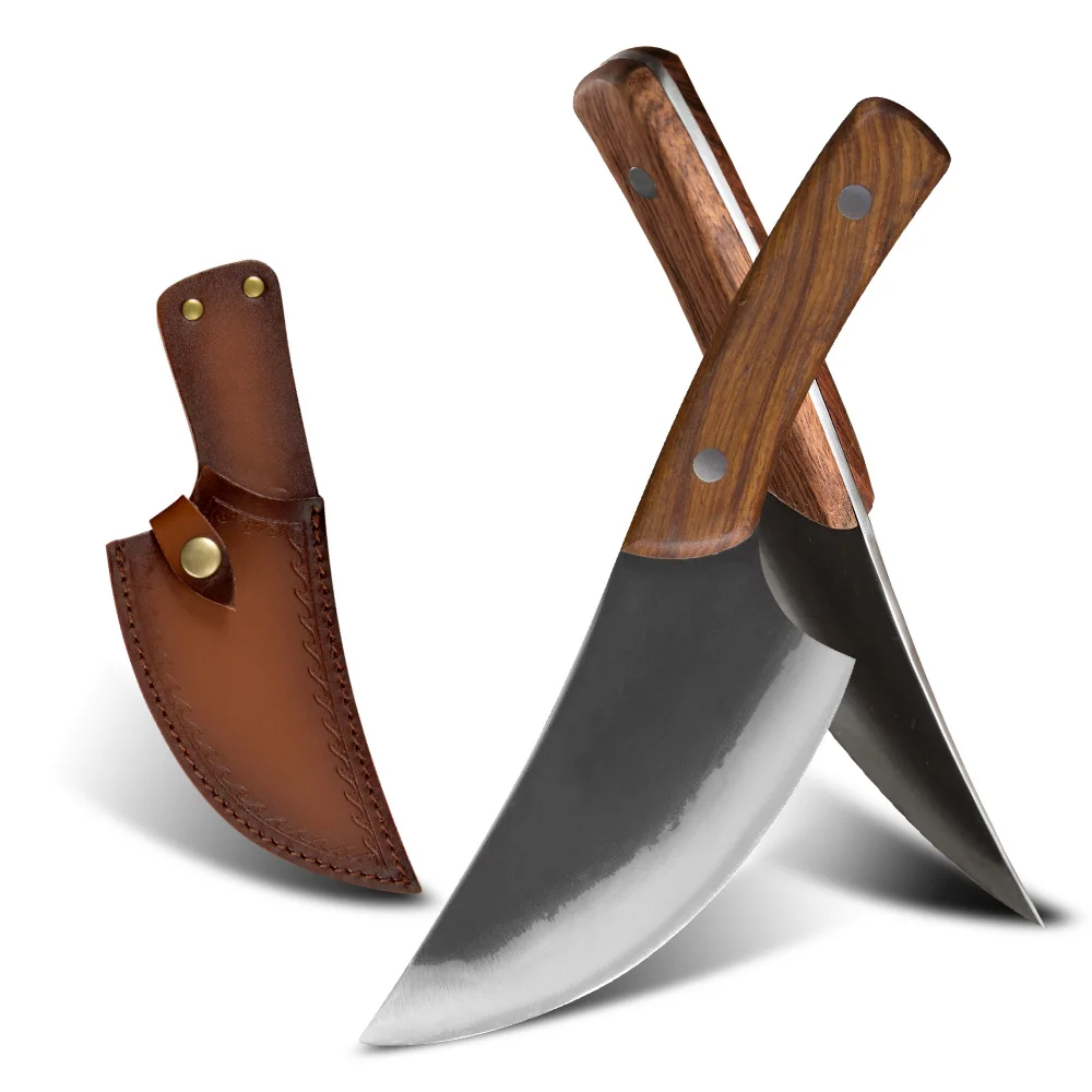 Нож шеф повара для кемпинга охоты ковки обвалки ручной работы нож с кожаными