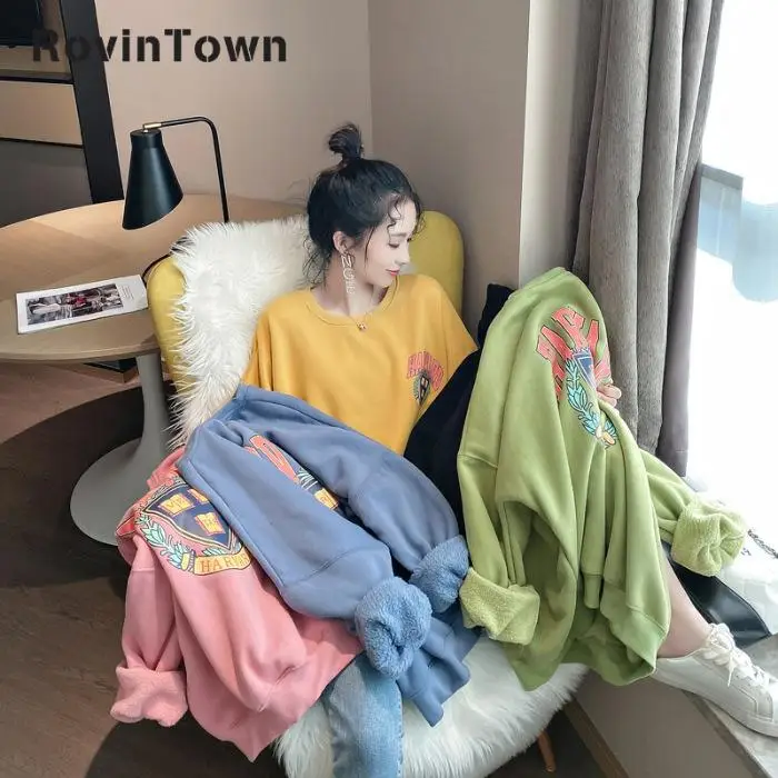 Женская Толстовка Оверсайз с капюшоном зеленая и синяя Толстая бархатная