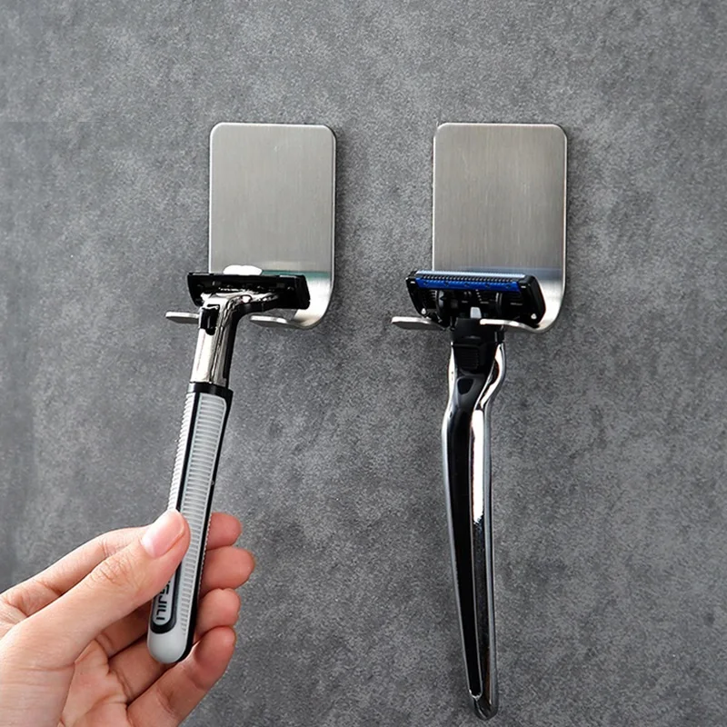 

Punch Free Multifunctional Holder Storage Hook Wall Men Shaving Shaver Shelf Bathroom Razor Rack Wall Bathroom Accessories