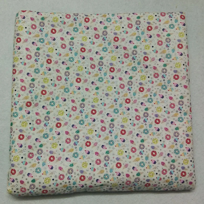 Цветочная Лоскутная хлопковая ткань 50x105 см с принтом в виде пончика | Дом и сад