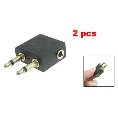 

SODIAL(R) 2 Pcs Plated 3.5mm Female to Double Male F/M Airplane Headphone Socket Adaptor