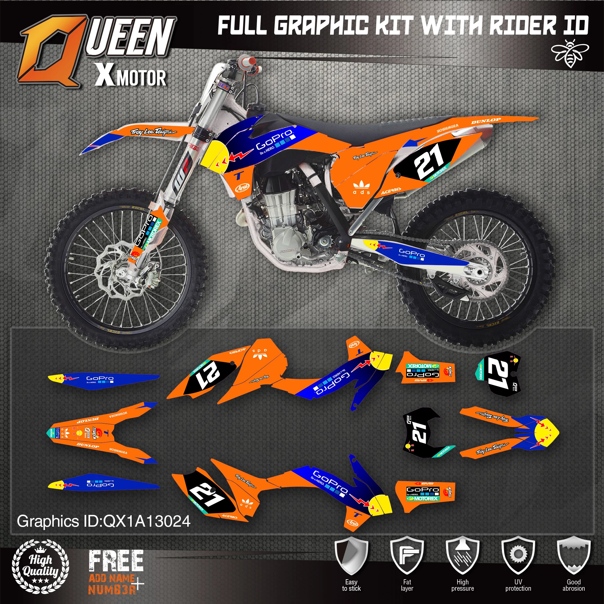 QUEEN X MOTOR Custom Team графические наклейки Набор наклеек для KTM 2013 2014 2015 SX SXF 2016 см |