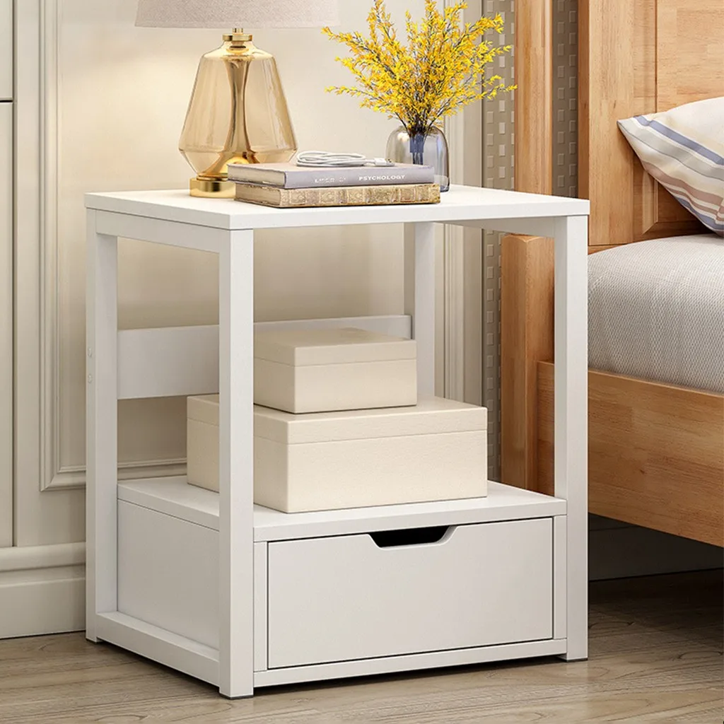 

Nordic Modern Assemble Storage Cabinet Bedroom Bedside Locker Double Drawer Nightstand Wooden Leg Cabinet European Furniture