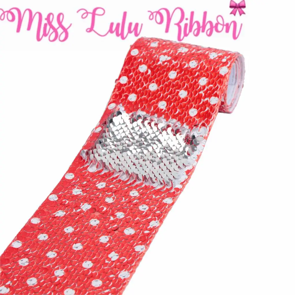 3&quot75mm White Dot Double Reversible Silver Sequin Ribbon DIY Party Gift Bowknots Hair Band Merry Christmas 46yards/roll | Дом и сад