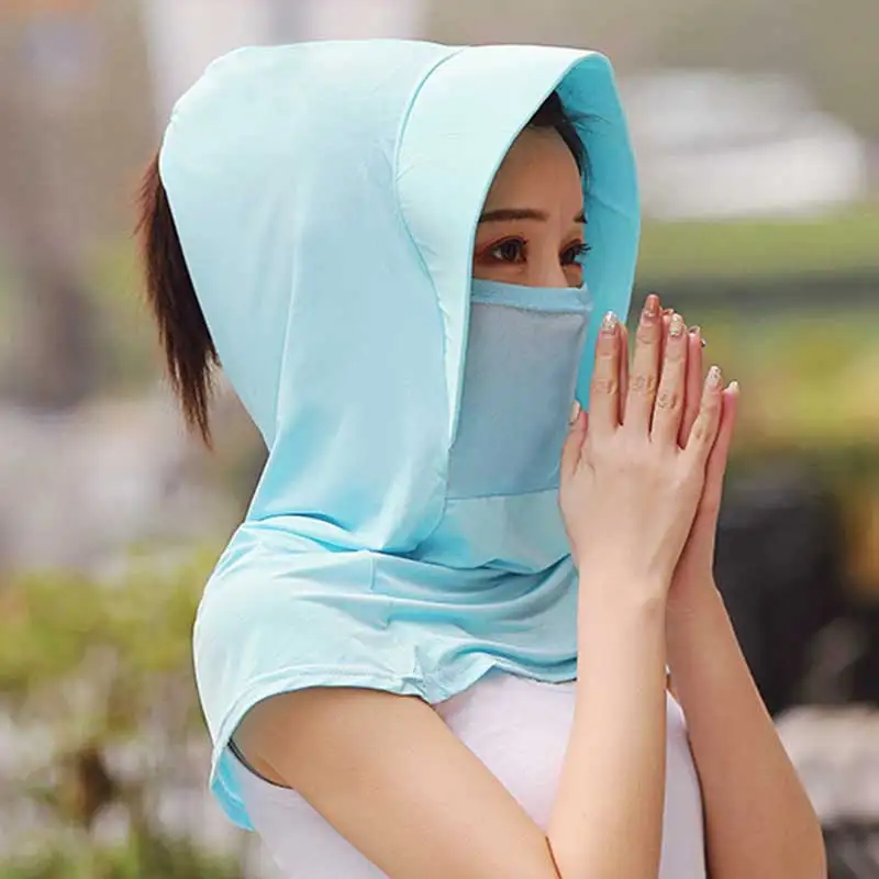 

Summer UV Protection Ice Silk Neck Cap Women Sun Protection Breathable Riding Sunshade Cover Face Shawl Hiking Hat