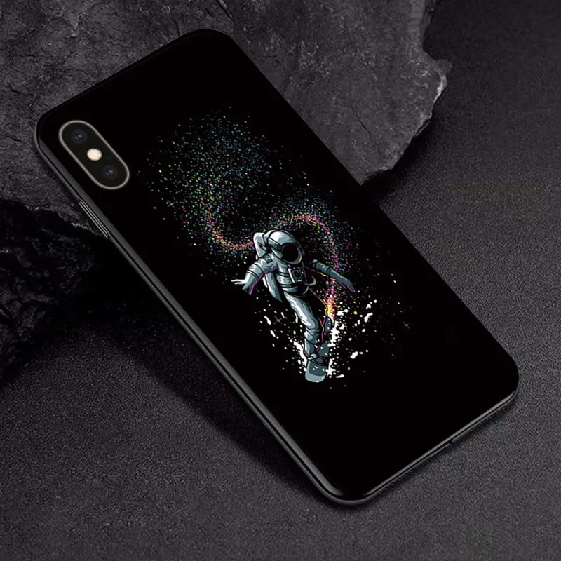 TPUBLK548 Черный чехол из ТПУ для Apple iPhone X XR XSMax 11 чехол Модный мультяшный астронавт для Apple iPhone 6 6S 7 8 Plus чехол для телефона бампер - Цвет: TPUBLK548
