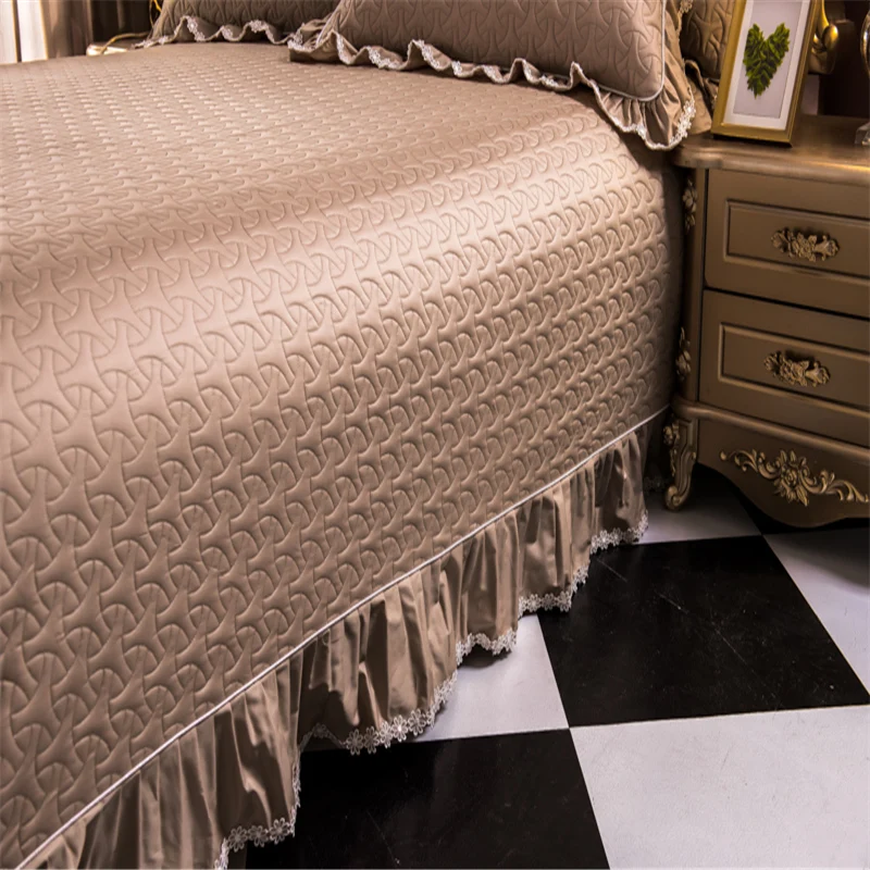 Новинка 2019 хлопковое стеганое кружевное покрывало наволочки 2/3 однотонное