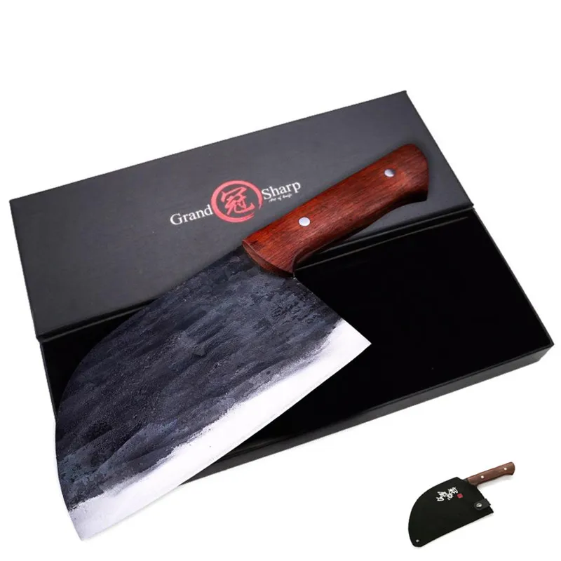 

6.9'' Handmade Forged Chef Knife Clad Steel Forged Chinese Cleaver Professional Kitchen Chef Knives Vegetable Meat Cutting Gift