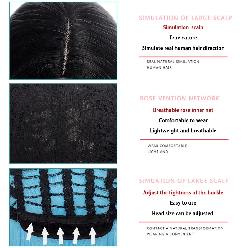 

MANWEI Anime ''lovelive''Cosplay Wig Women Solid Color Long Straight Hairpiece Lady Carnival Party Role Synethtic Hair