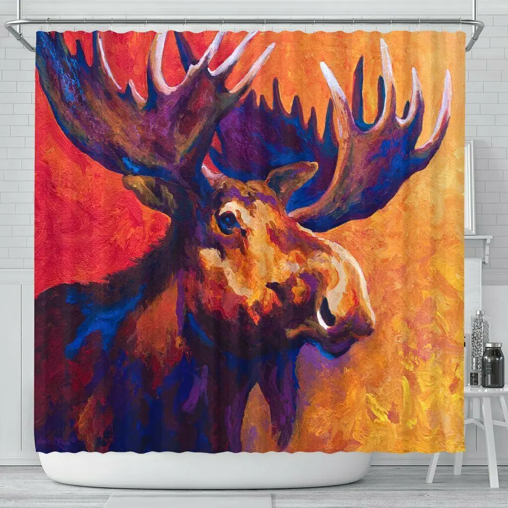 

Moose Polyester Durable Fabric Waterproof Shower Curtain